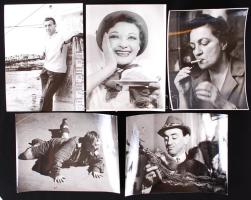 Cca 1970 15 magyar filmcsillag fekete-fehér fotója 13x18 és 18x24cm-es méretben