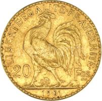 Franciaország/Modern Köztársaság 1901. 20Fr Au "Kakas" (6.44g/0.900) T:2- France/Modern Republic 1901. 20 Francs Au "Rooster"(6.44g/0.900) C:VF