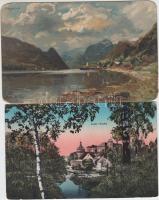 12 db régi külföldi képeslap: olasz, német, osztrák, cseh, norvég, köztük egy horvát / 12 foreign postcards: Italian, German, Austrian, Czech and Norwegian cards