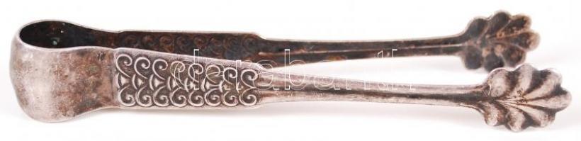 5db, Hanseat 90 jelzésű, ezüst (Ag) kiskanál, valamint egy ezüstözött cukorcsipesz és egy ezüstözött...