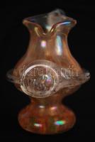 2db, régi illatszeres üvegcse: metszett, aranyozott, illetve szakított; valamint egy kézzel festett ...