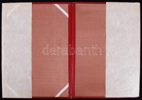 Műbőr oklevéltartó Kádár címerrel papír tokban, új állapotban (23x33cm)+ 2db oklevél a szocializmus ...