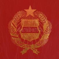 Műbőr oklevéltartó Kádár címerrel papír tokban, új állapotban (23x33cm)+ 2db oklevél a szocializmus ...