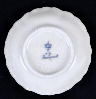 Aranyozott, festett, jelzett porcelán kistányér / 
Gold plated, painted, porcelain plate, 8,5cm