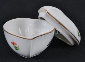 1964 Jubileumi, virágmintás, kézzel festett, jelzett Herendi ékszeres dobozka / 
Hand painted Herend...