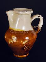 Régi, mázas kerámia kancsó / Folkloristic ceramic jug, 20cm