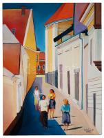 Lukács János (1952): Fiatalok. Olaj, farost, jelzett, 40x30cm