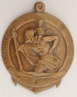 Berán Lajos (1882-1943) / Berán N Bpest DN. "Sancte Christophore Protege Nos" lemez jelvény (75.45x60.4mm) T:1-