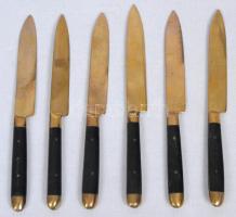 Fanyelű réz gyümölcshámozókés-készlet (6db) /  Brass fruit knives with wooden handle (6pcs)