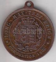 Nagy-Britannia 1902. "VII. Eduárd és Alexandra királyné" Br koronázási emlékmedál T:2-
Gre...