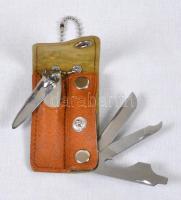 Kis méretű elemlámpa elemmel + Utazási, mini "túlélő készlet" (körömvágó, kés, konzervnyit...