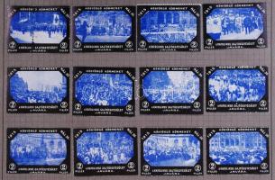 1915 Könyörgő körmenet 12 darabos segélybélyeg sorozat kék-fekete színben (A4 lapon)