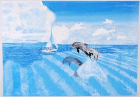 Dobi Lajos: Vörös-tenger. Zománcfesték, farost, 70x100cm
