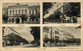 Békéscsaba, Városháza, Színház, Andrássy út, kereskedelmi Bank (fa)