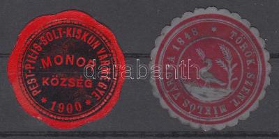Monor + Törökszentmiklós 1-1 városi pecsétbélyeg