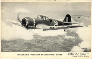 The Philipp and Powis Miles Master II., British advanced trainer; Valentine´s ´Aircraft Recognition´ cards (description on backside)
