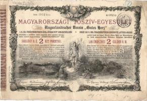 1888. "Magyarországi Jószív Egyesület" sorsjegye, pecsételéssel 2Ft-ról magyar és német nyelven T:III