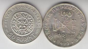 1972. 50Ft Ag + 100Ft Ag "Szt.István" pár T:BU