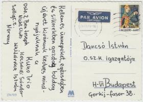 A KUNO trió által saját kézzel írt képeslap Dancsó István OSZK igazgató részére