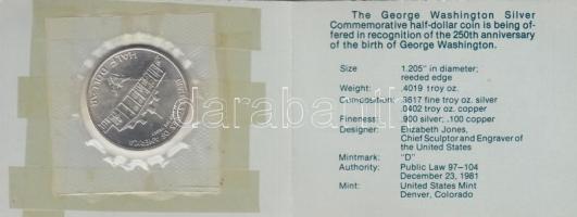 Amerikai Egyesült Államok 1982D. 1/2$ Ag "Washington" (12.5/0.900) T:BU tanúsítvánnyal
USA...