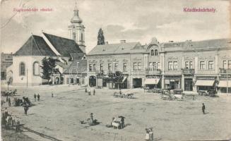 Kézdivásárhely Zsigmond square, the printing house of István Túróczi, the shops of István Bándy and F. Lajos Jancsó (EB)