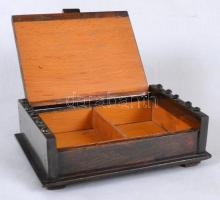 Fa kártyadoboz / 
Wooden play card box, 17x12x6cm