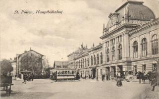 Sankt Pölten main station, tram, horse carriage (EB)