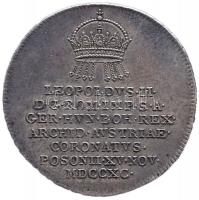 Habsburg Birodalom / Pozsony 1790 november 15. II. Lipót pozsonyi koronázási Ag zseton (25mm/4.4g) T...