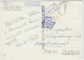 1977 Forintos Győző sakknagymester saját kézzel írt képeslapja Rómában tartott sakkversenyről