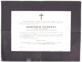 1938 Hoensch Gusztáv, az ózdi vasgyár igazgatójának gyászjelentése