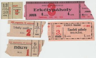 1929-1952 5db budapesti mozijegy