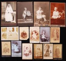 1945 előtt 15db, keményhátú gyerekfotó klf műtermekből (Mai és Társa, Rupprecht Mihály, etc.) /  Vintage photos of children