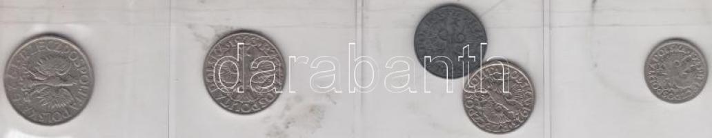 Lengyelország 1923. 10gr + 20gr (2x) klf + 50gr + 1Zl T:2
Poland 1923. 10 groszy + 20 groszy (2x) di...