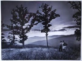 cca 1950 Járai Rudolf (1913-1993): Mátraháza - kilátás a Galyatető felé a Napsugár üdülő felett, 17,5x23,5cm