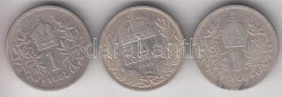 1894. 1K Ag + 1895. 1K Ag + 1898. 1K Ag T:2-,3