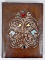 Díszes bőr naptártartó mappa / Leather mappa 16x20 cm