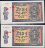 NDK 1954. 10M előlapi próbanyomat "AA 000000" "MUSTER" felülnyomással (2x) hátla...