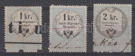 1858 Hirdetvénybélyeg 2x 1kr + 2kr
