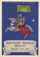 1937 Ente Provinciale per il Turismo. Carosello Storico Napoli / Italian costume festival in Naples. Advertisement card s: A. Chiancone