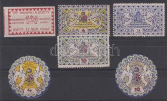 1915 Honvédelmi Minisztérium Hadisegélyező Hivatal 6 db segélybélyeg
