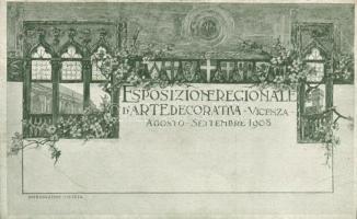 1908 Vicenza, Esposizione Regionale dArte Decorativa / Regional Exhibition of Decorative Art. Art Nouveau advertisement card (EK)