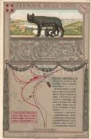 Ferrovia dello Stato Viterbo-Roma-Civitavecchia. Stab. A. Marzi / Italian State Railways advertisement, inauguration of the Roma-Trastevere station. Art Nouveau litho s: Giulio Ricci (EK)