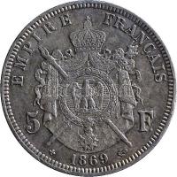 Franciaország / Második Császárság 1869BB 5Fr Ag "III. Napóleon" Strasbourg (25g) T:2,2-
F...