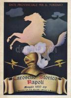1937 Ente Provinciale per il Turismo. Carosello Storico Napoli / Italian costume festival in Naples. Advertisement card