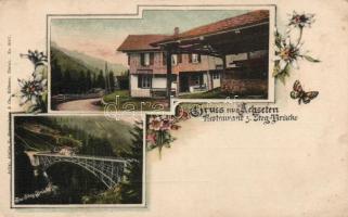 Achseten, restaurant, bridge, Art Nouveau, litho (EK)