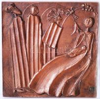 Ligeti Erika (1934-2004): A három királyok látogatása. Bronz plakett, 10,5x10,5cm