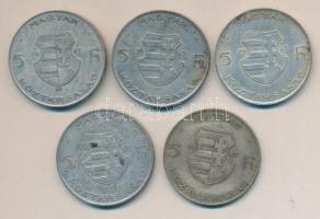 1947. 5Ft Ag "Kossuth" (5x) T:2-,3