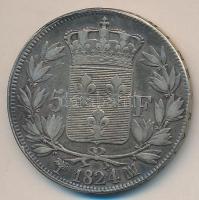 Franciaország / Második Királyság 1824MA 5Fr Ag "XVIII. Lajos" (24.91g) Marseille C:2-
Fra...