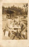 1917 Katonák sakkoznak fotólap