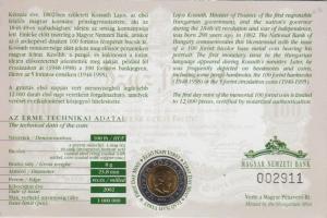 2002. 100Ft "Kossuth" elsőnapi veret sorszámozott díszlapon T:BU